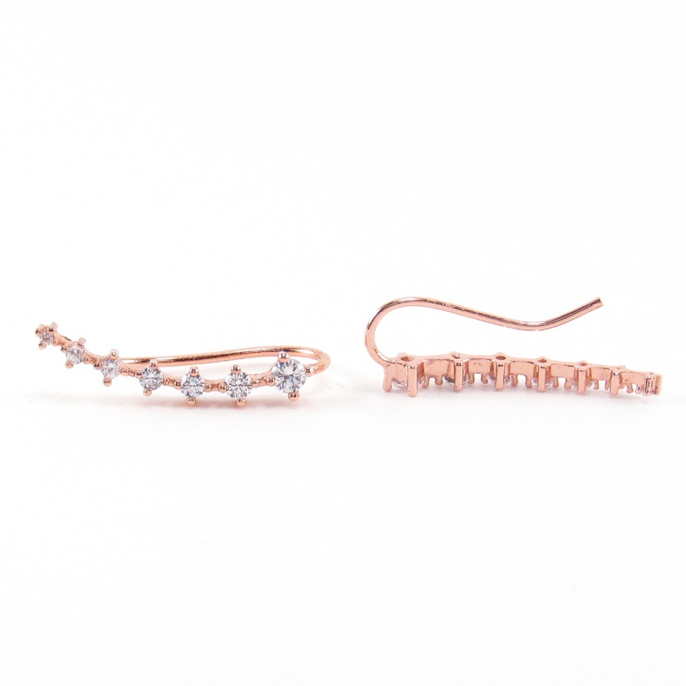 Crystal Ear Climber Earrings 18K Rose Gold Line